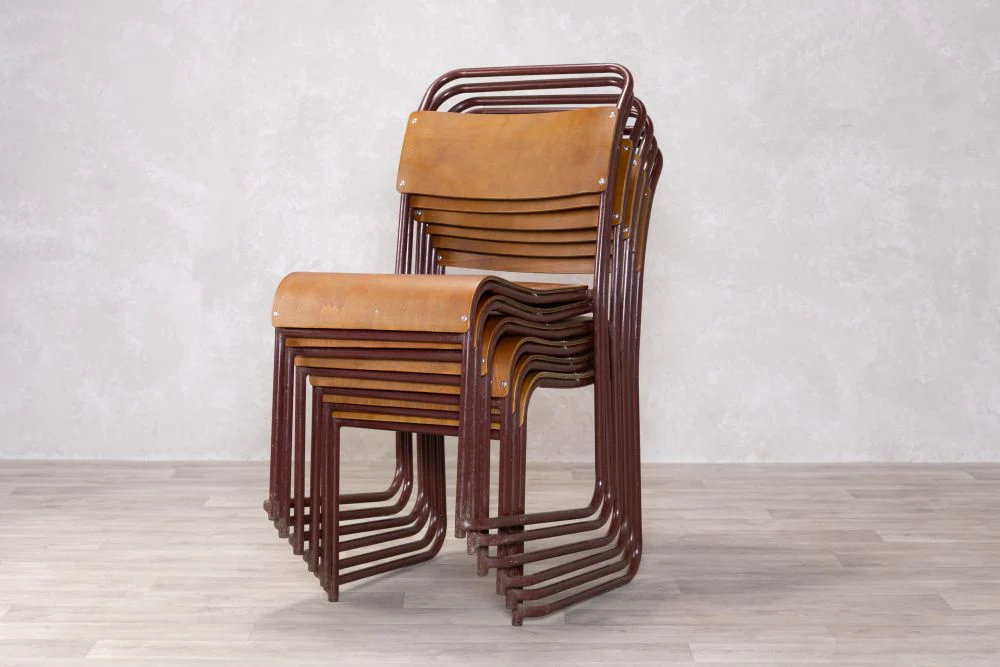 Vintage Burgundy Stacking Chairs
