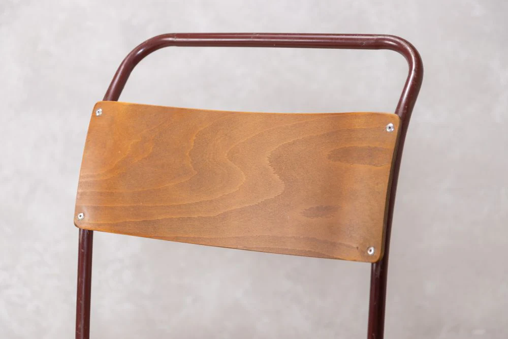 Vintage Burgundy Stacking Chairs - Image 6