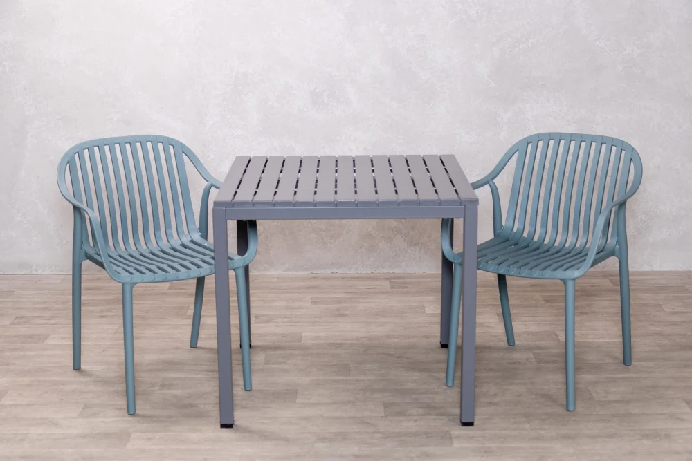 California Garden Outdoor Grey Café Table Set with California Chairs - Image 17