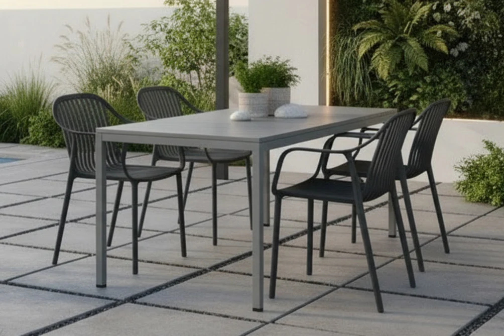 California Garden Outdoor Grey Café Table Set with California Chairs - Image 29