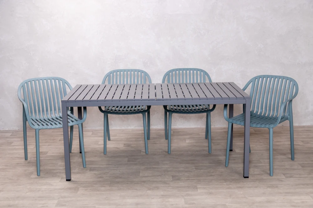 California Garden Outdoor Grey Café Table Set with California Chairs - Image 31