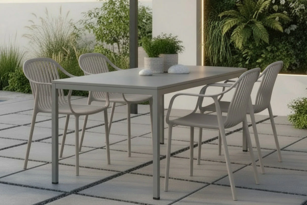 California Garden Outdoor Grey Café Table Set with California Chairs - Image 39