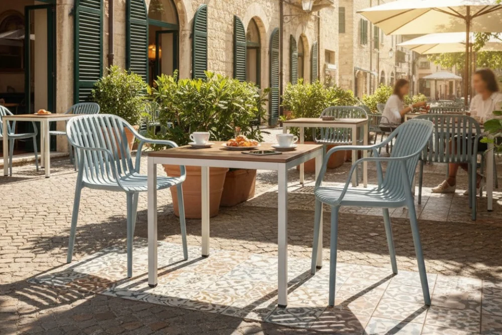 California Garden Outdoor Ochre Café Table Set with California Chairs - Image 27