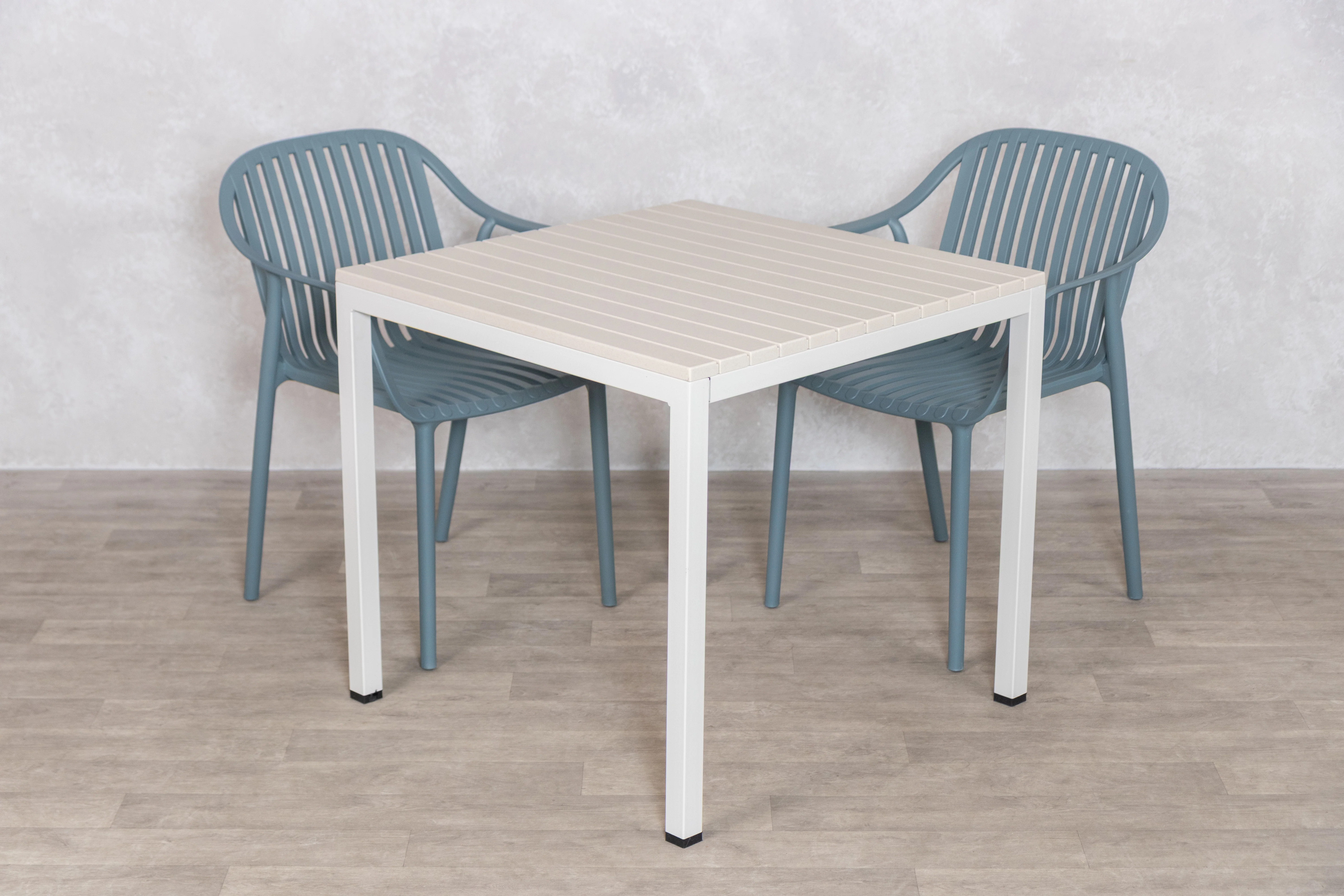 California Garden Outdoor Speckled Beige Café Table Set with California Chairs - Image 23