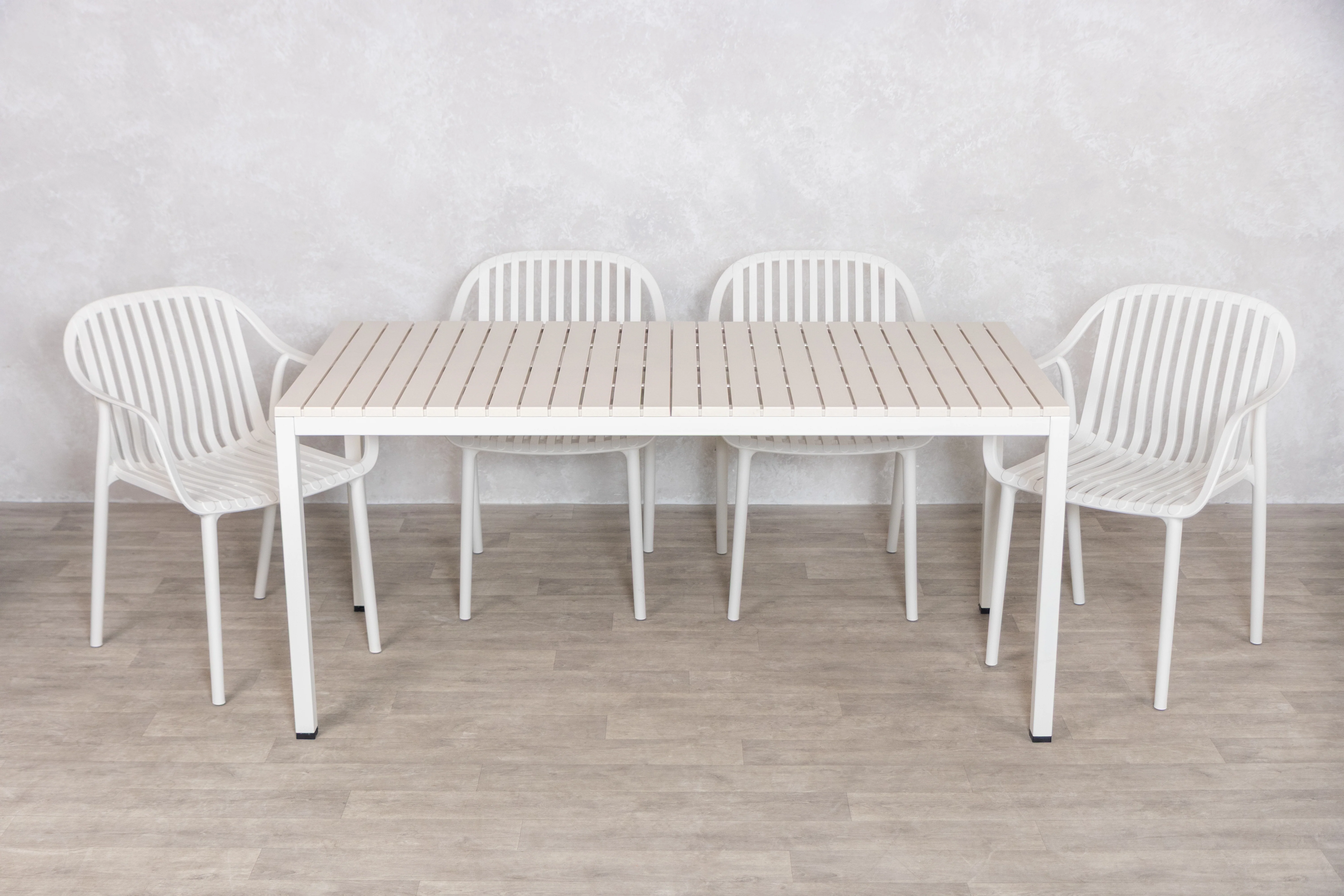 California Garden Outdoor Speckled Beige Café Table Set with California Chairs - Image 26