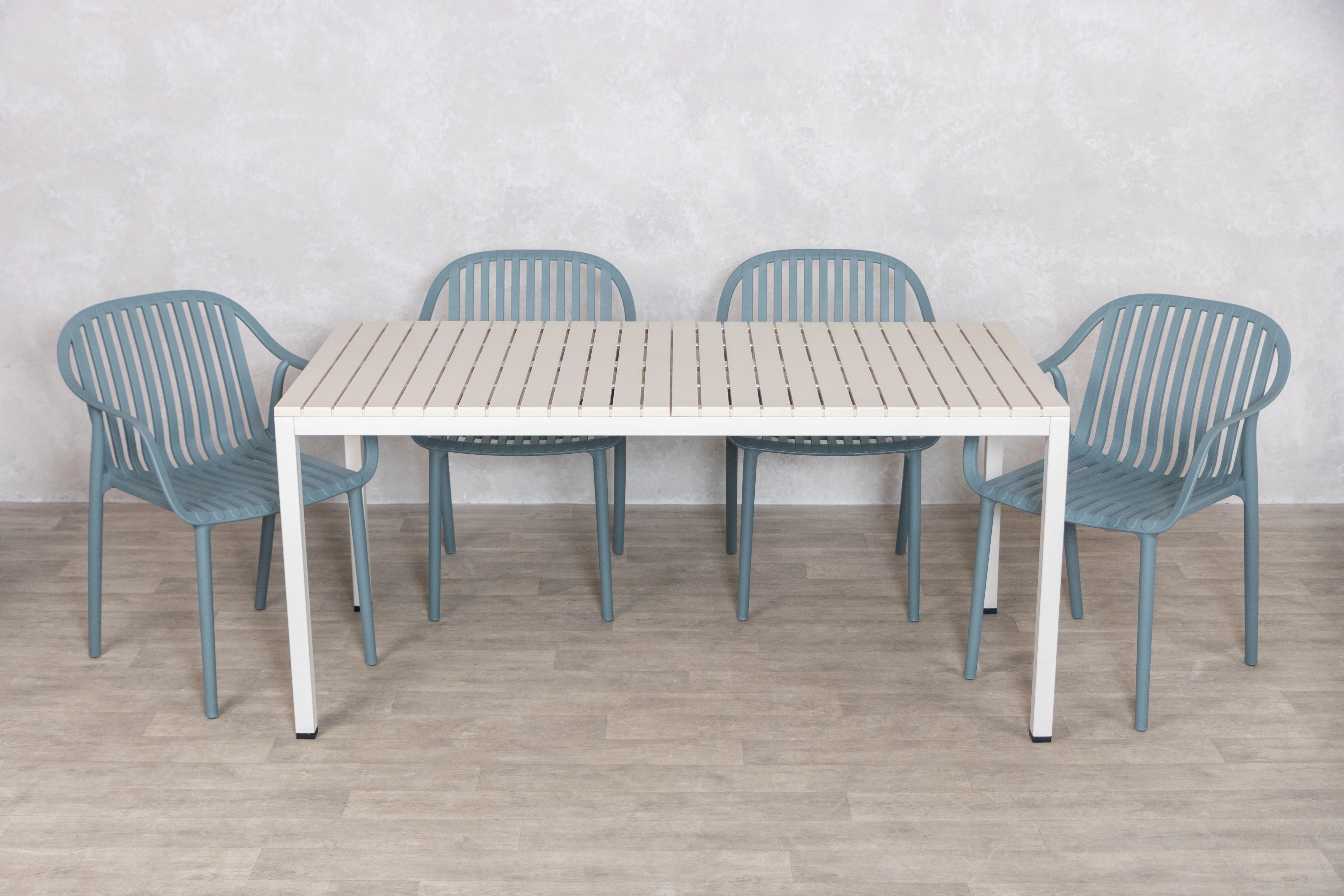 California Garden Outdoor Speckled Beige Café Table Set with California Chairs - Image 33