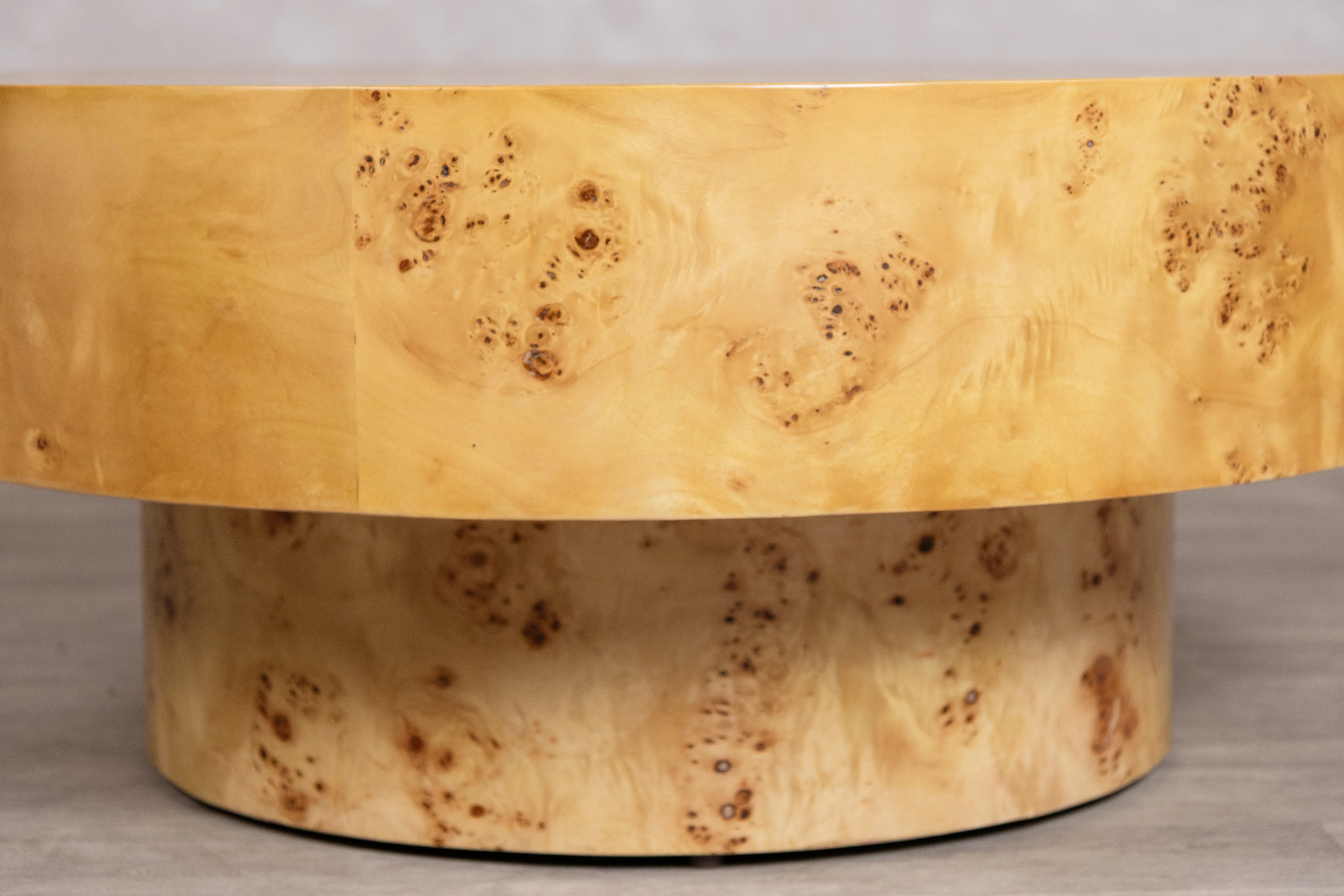 Casa Burl Wood Veneer Round Coffee Table - Image 4