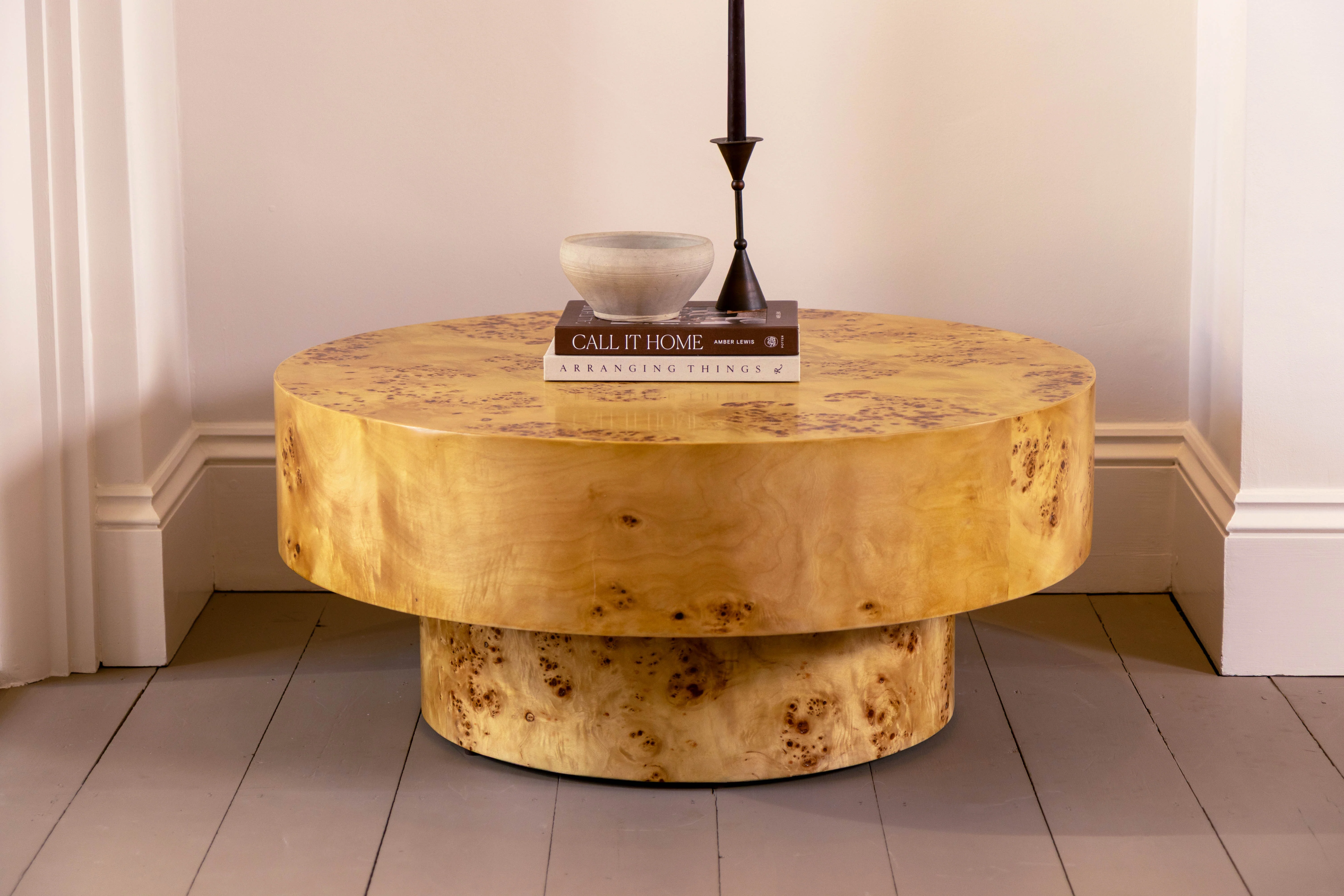 Casa Burl Wood Veneer Round Coffee Table - Image 9