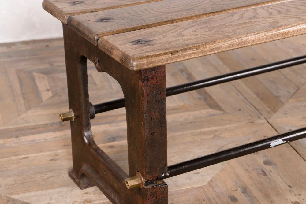 Cast Iron & Oak Bench - Image 2