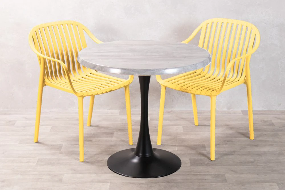 Cement Top Outdoor Café Table Set with California Chairs - Image 11