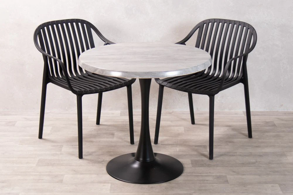 Cement Top Outdoor Café Table Set with California Chairs - Image 8
