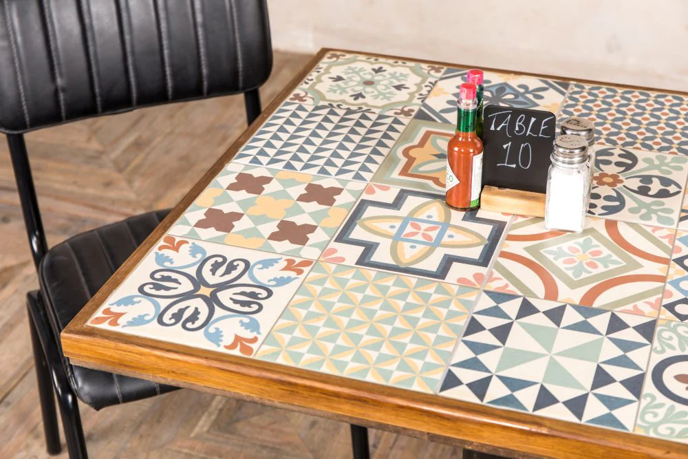Ceramic Top Four Prong Base Restaurant Dining Table - Image 4