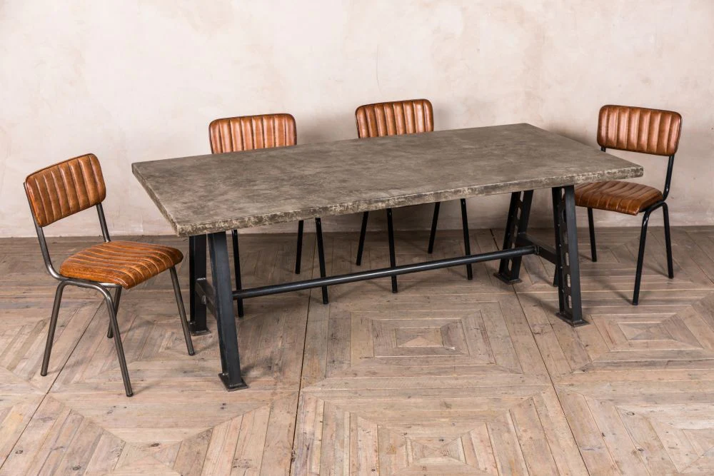 Concrete Look Dining Table With Metal Zeppelin Base - Image 2
