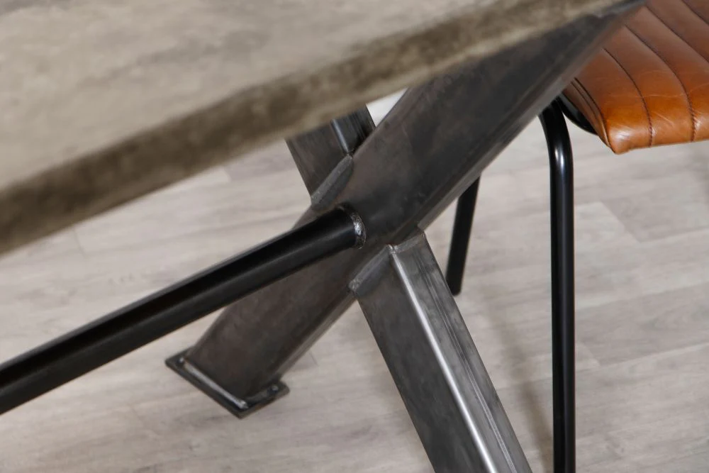 Concrete Style Dining Table with Sheffield X-Frame Base - Image 5