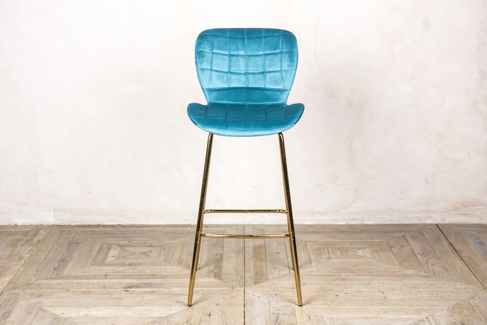 Pair of Lily Velvet Upholstered Bar Stools - Image 2