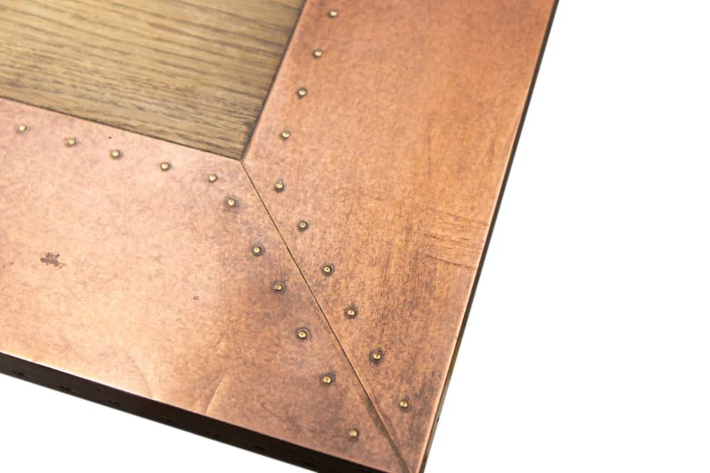 Copper Edge Table with X Frame Base Ex-Display Dining Table - SECONDS ITEM - Image 4