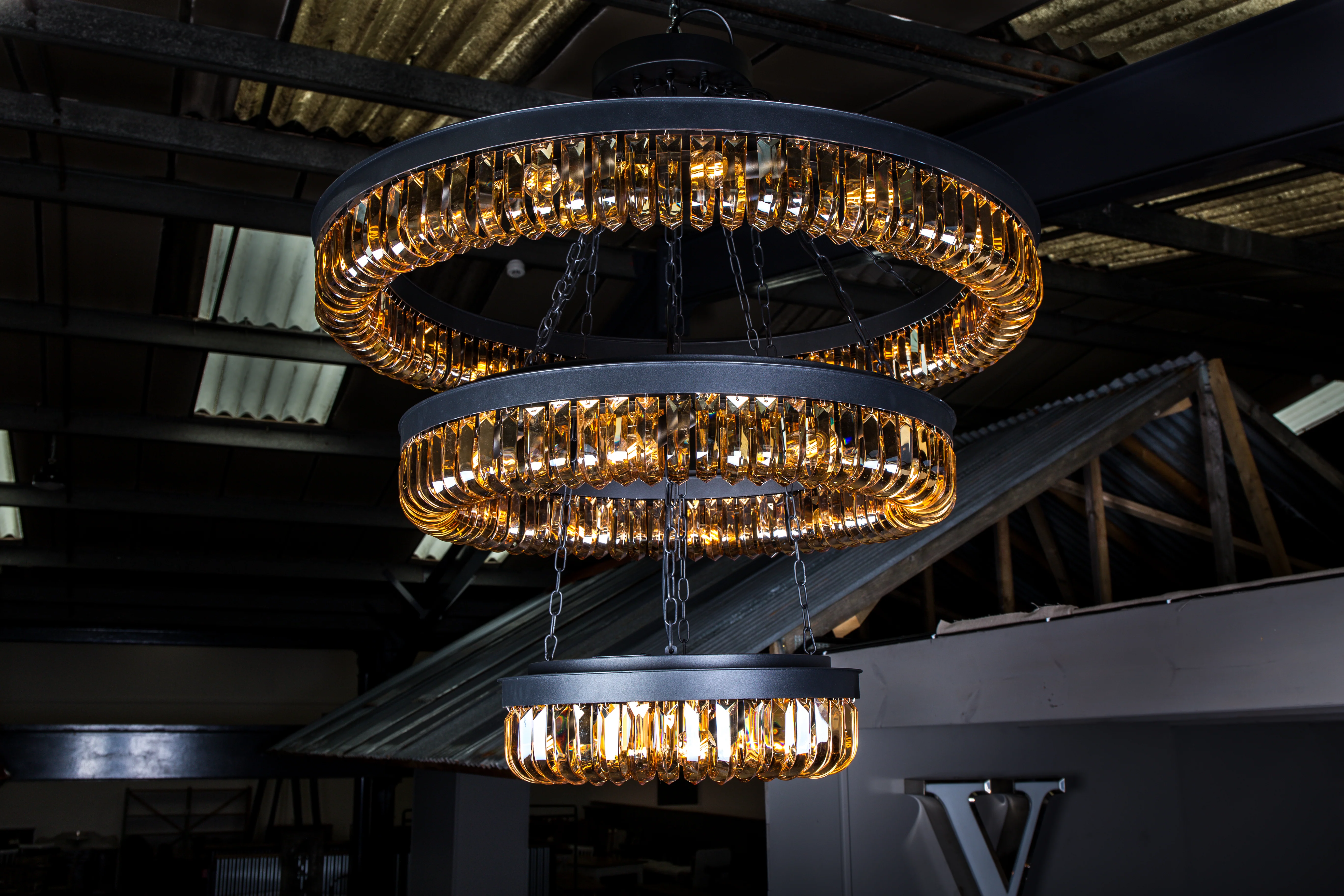 Kensington Three Tier Amber Crystal Chandelier - Image 3