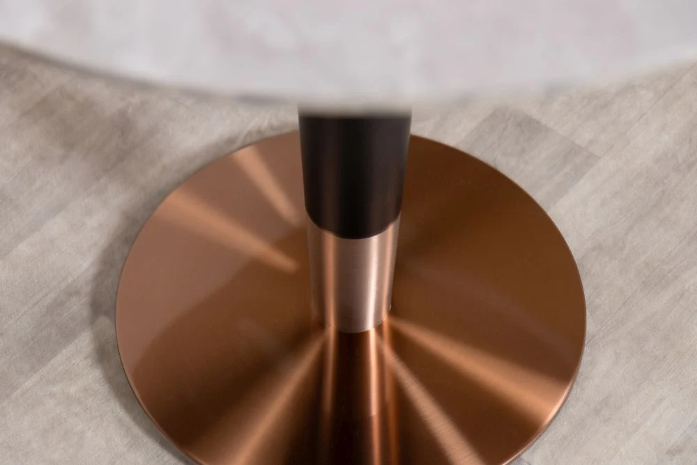 Dark Porcelain Marble Café Table with Copper Base - Image 7