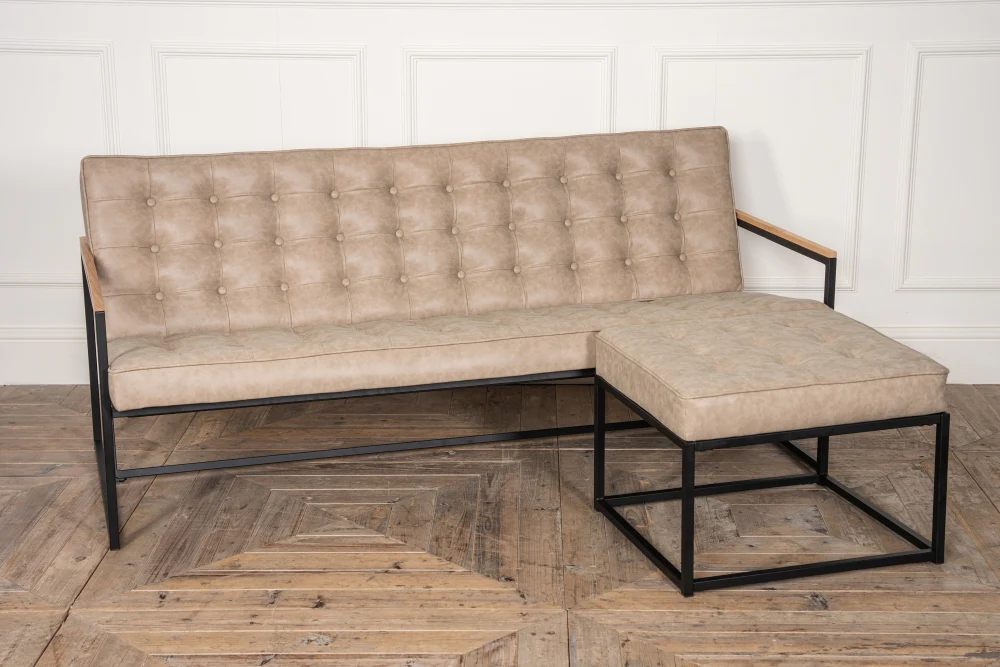 Denver Leather Look Sofa Cashmere - Image 6