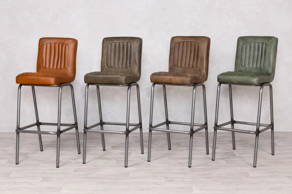 Jenson Distressed Leather Bar Stools - Image 28
