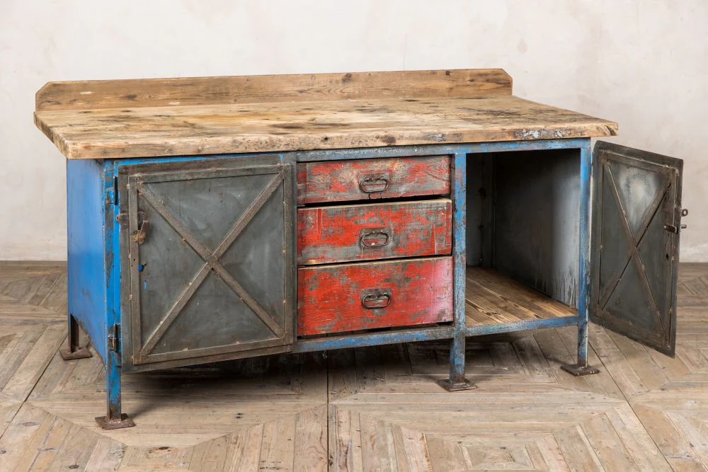 Distressed Vintage Metal Sideboard