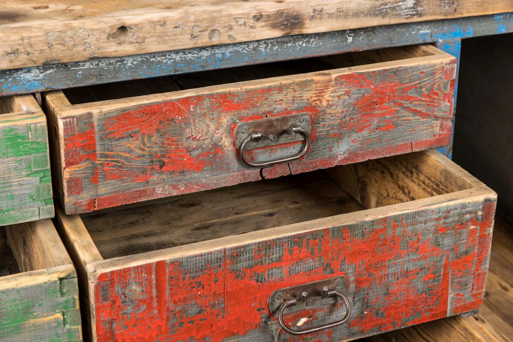 Distressed Vintage Metal Sideboard - Image 10