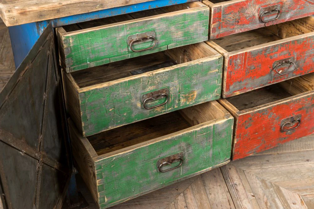Distressed Vintage Metal Sideboard - Image 6