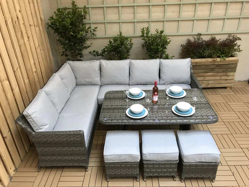 Drakeford Patio Corner Sofa with Dining Table Set - Image 21