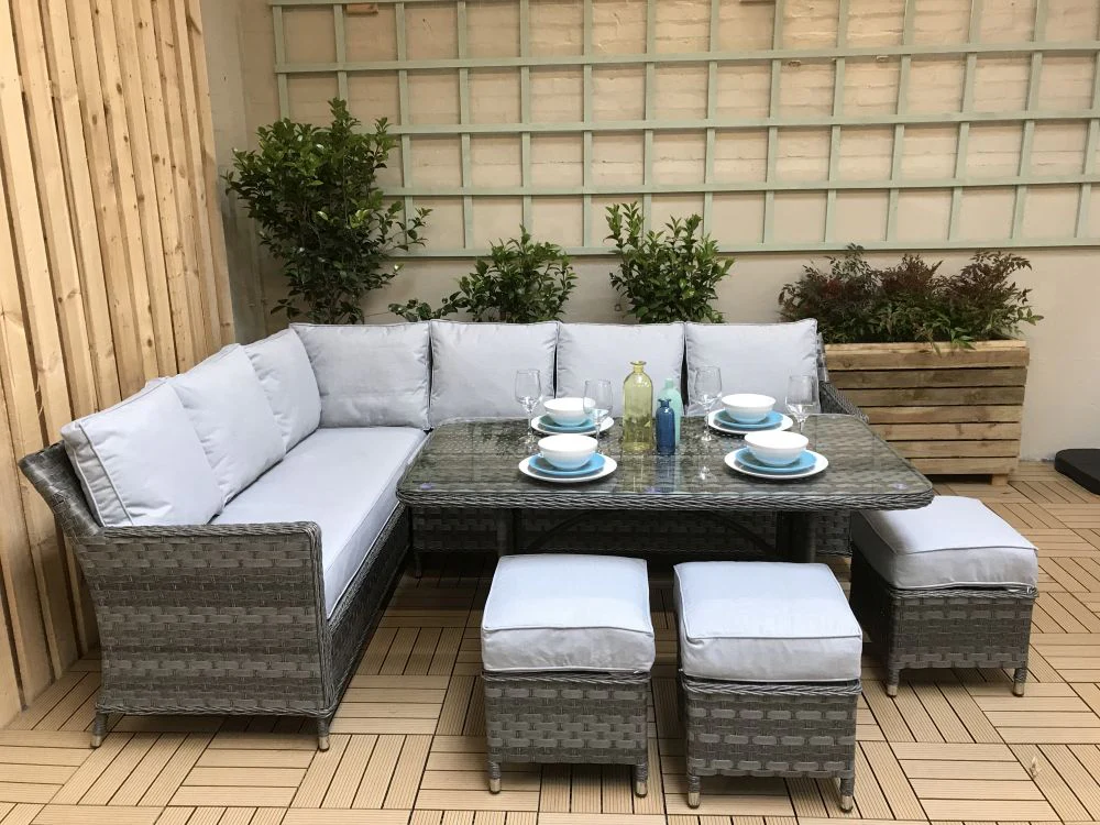 Drakeford Patio Corner Sofa with Dining Table Set - Image 4