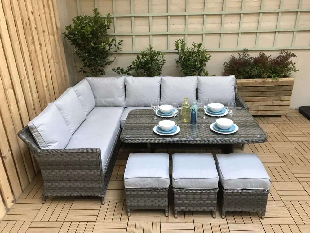 Drakeford Patio Corner Sofa with Dining Table Set - Image 7