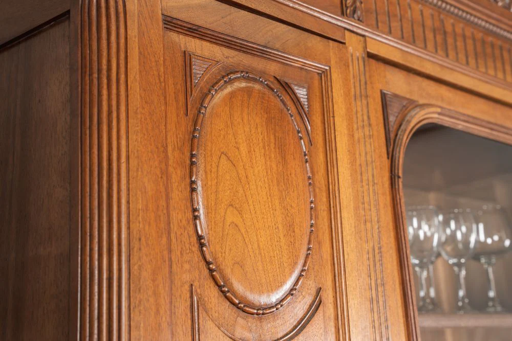 French Walnut Bookcase with Glass Display - Image 3