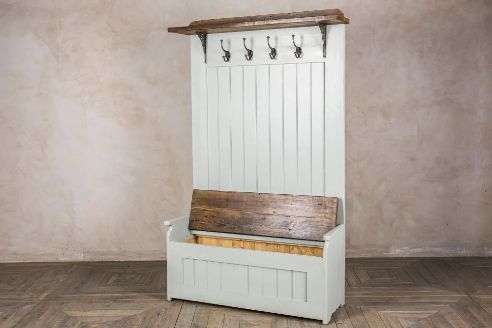 Handmade Hall Bench with Coat Rack - Image 2