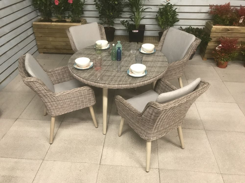 Hatfield Round Dining Set with 4 Chairs - Grey - Image 2