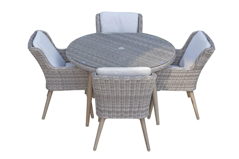 Hatfield Round Dining Set with 4 Chairs - Grey - Image 4