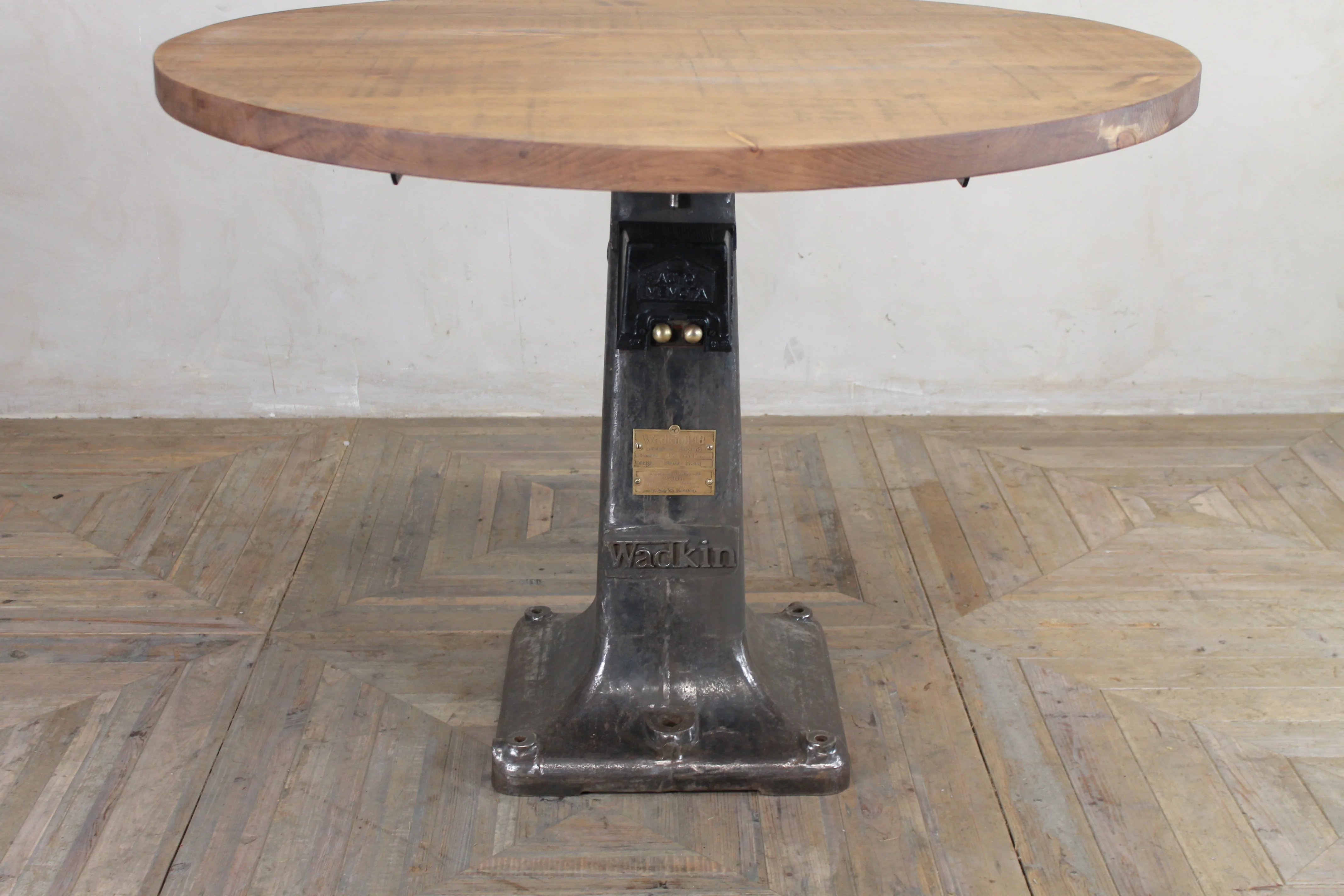Industrial Bar Table with Cast Iron Drill Base - Image 3