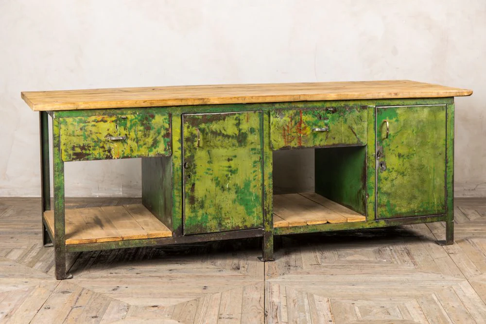 Industrial Green Metal Sideboard