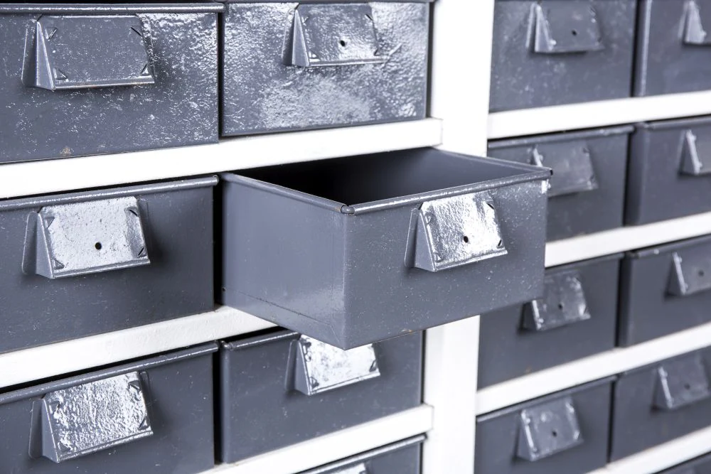 Industrial Metal Bank of Drawers - Image 6