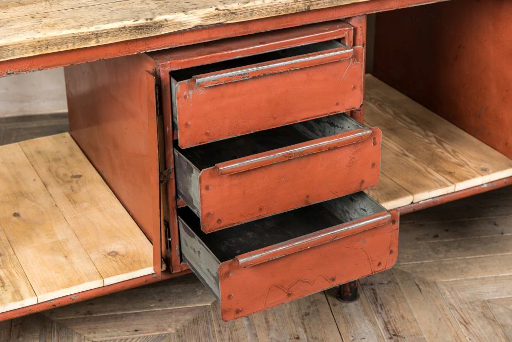 Industrial Metal Sideboard with Wooden Top - Image 6