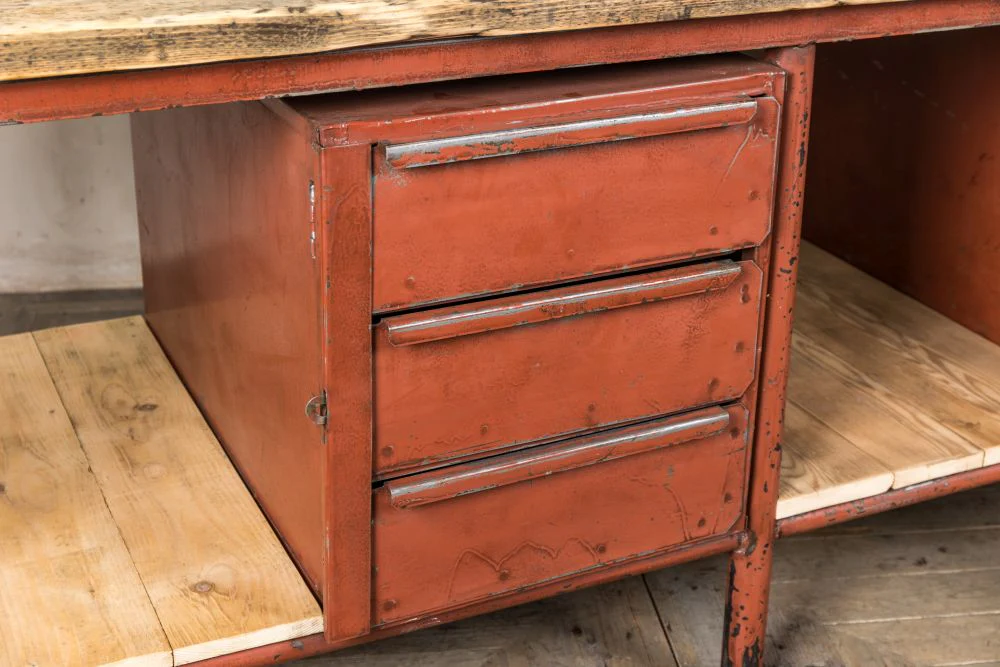 Industrial Metal Sideboard with Wooden Top - Image 7