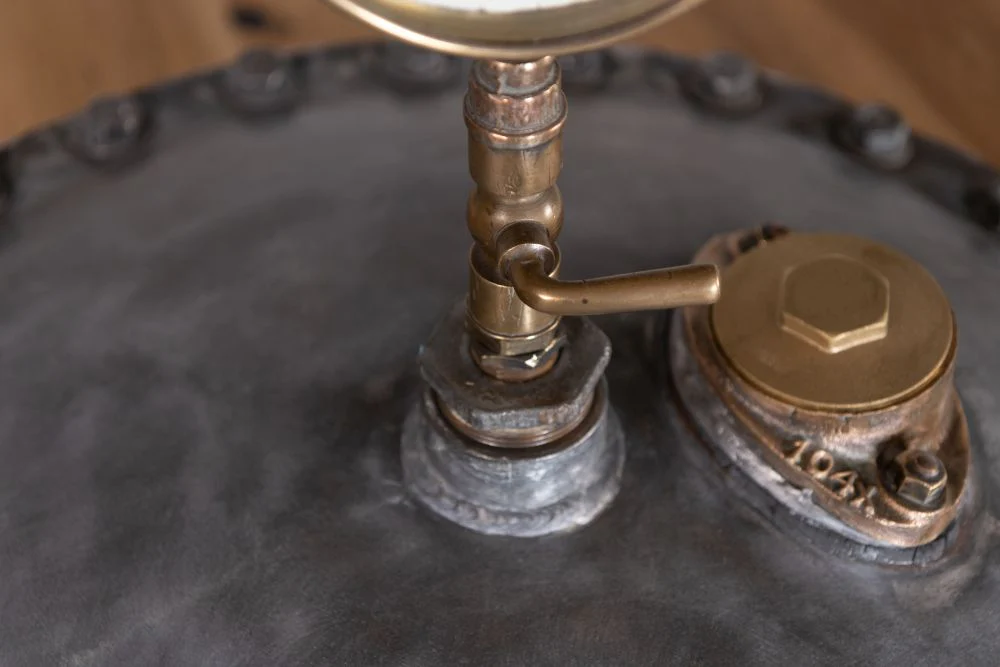 Industrial Pressure Gauge Bar Table with Oak Top - Image 10