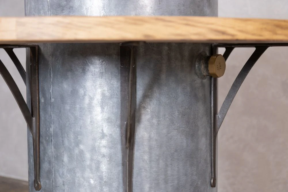 Industrial Pressure Gauge Bar Table with Oak Top - Image 13