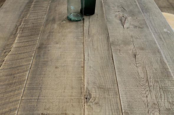 Industrial Style Oak Table/Desk with 4 Stools - Image 3