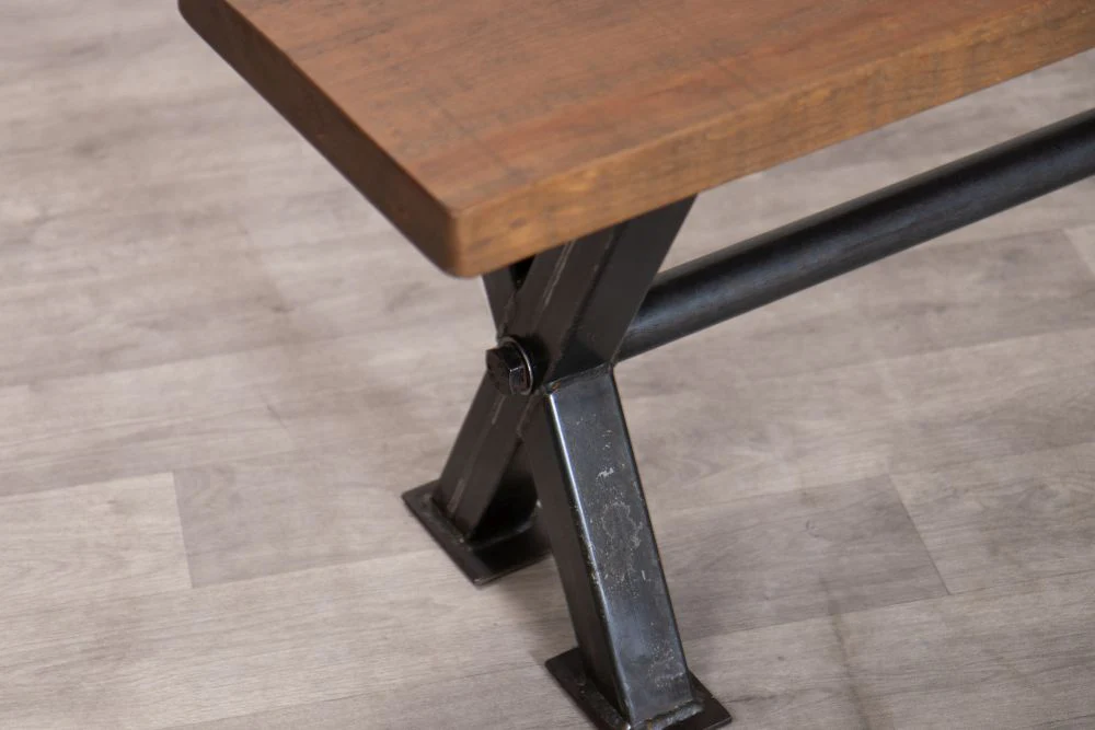 Pine Top X-Frame Dining Bench - Image 8
