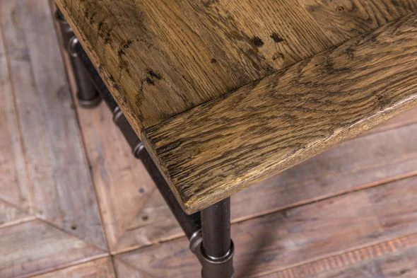 Hand Crafted Pipe Bench With Oak Seat and Back - Image 6