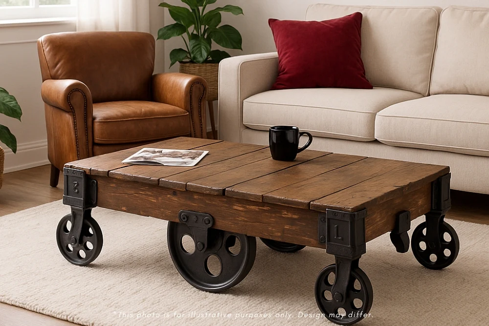 Industrial Style Trolley Cart Coffee Table - Image 17