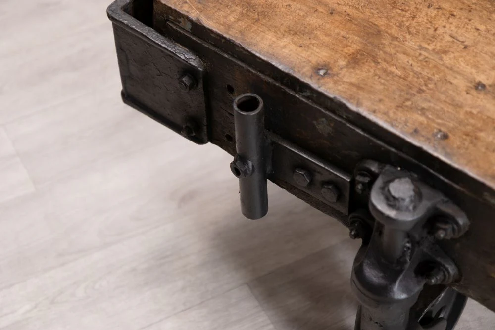 Industrial Style Trolley Cart Coffee Table - Image 6