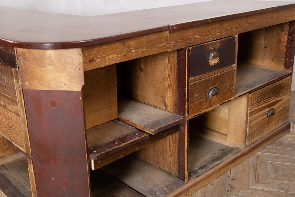 Vintage Haberdashery L-Shape Shop Counter - Image 9