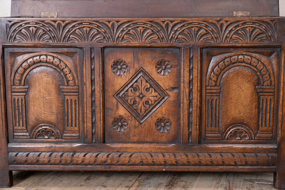 Large Antique Gothic Revival Blanket Box - Image 8