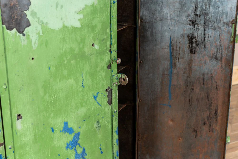 Vintage Distressed Metal Cupboard - Image 10