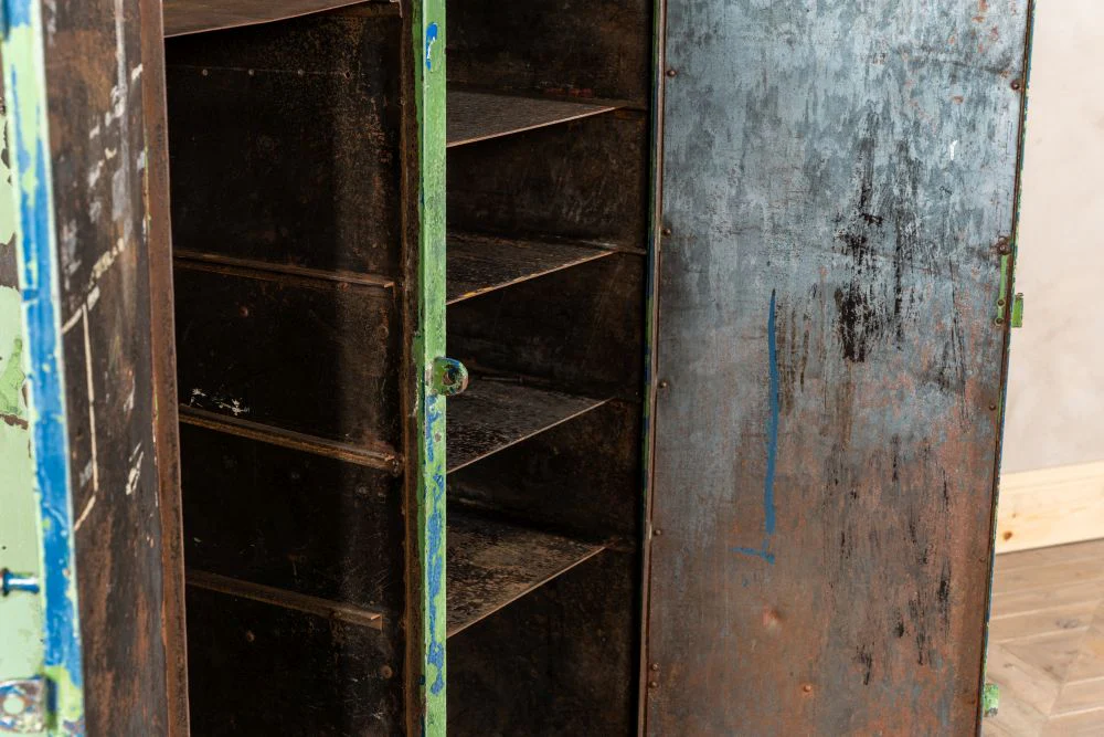 Vintage Distressed Metal Cupboard - Image 12